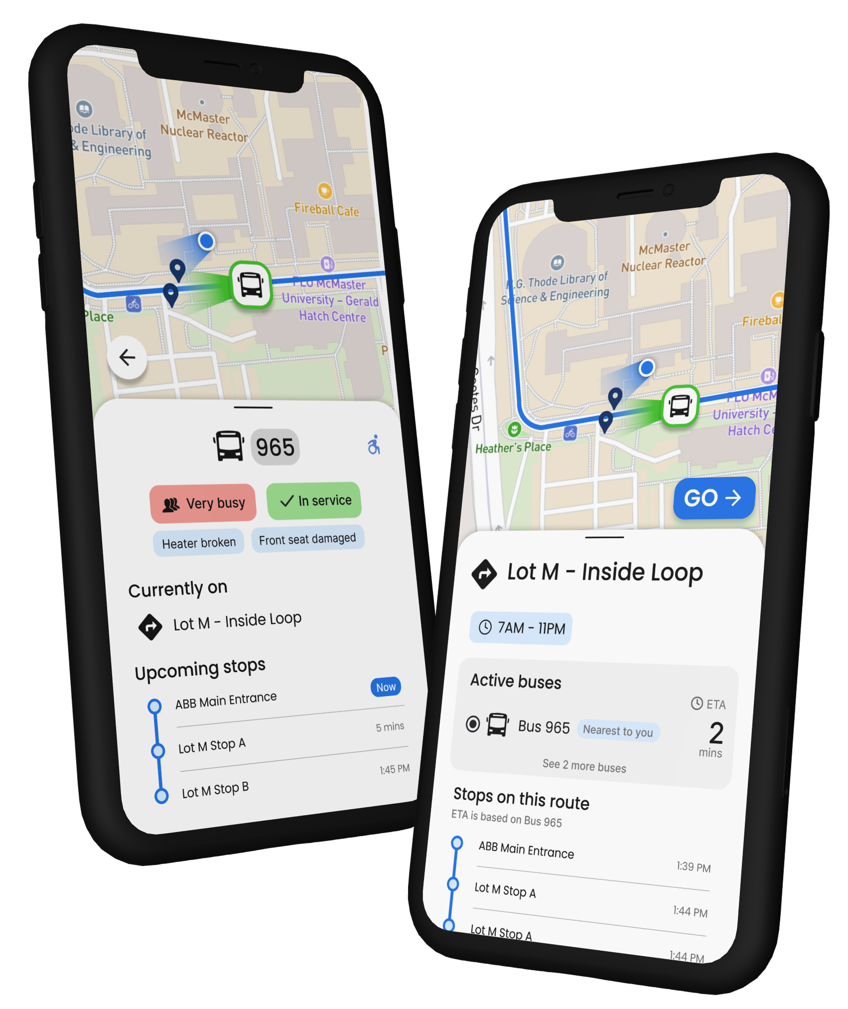 Trac app phone mockups